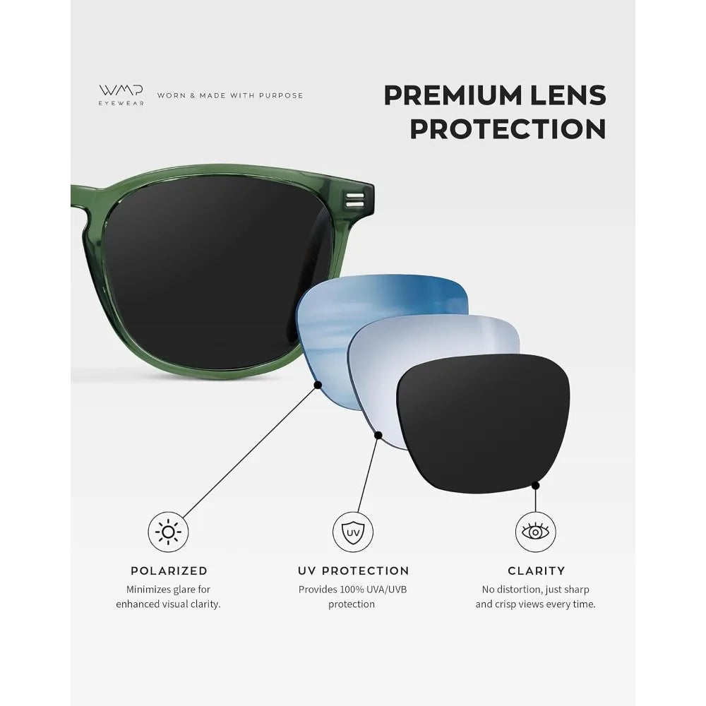 HOME WMP Eyewear - Men's Polarized Modern Rounded Square Sunglasses