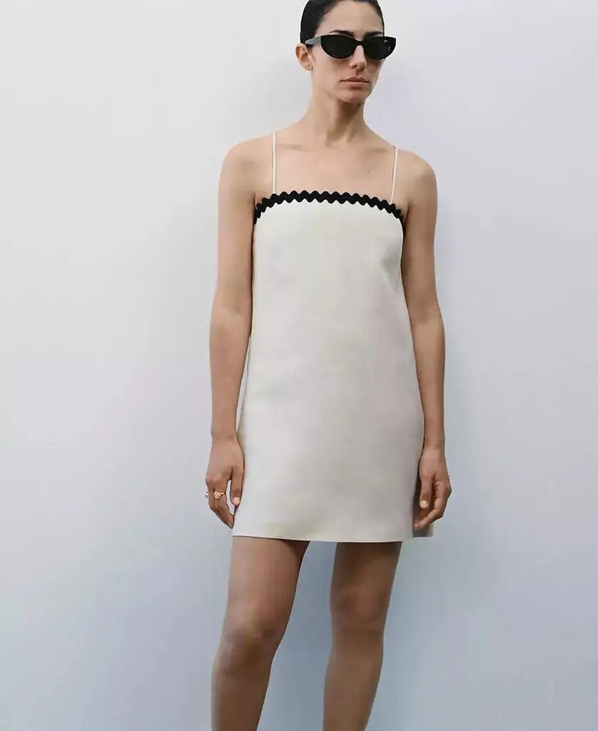 Women's Contrasting Details Linen Dress