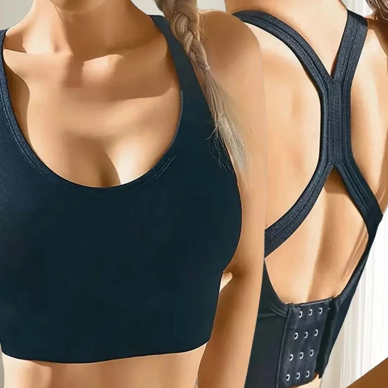 Plus Size Women's Cross-Design Shockproof Sports Bras