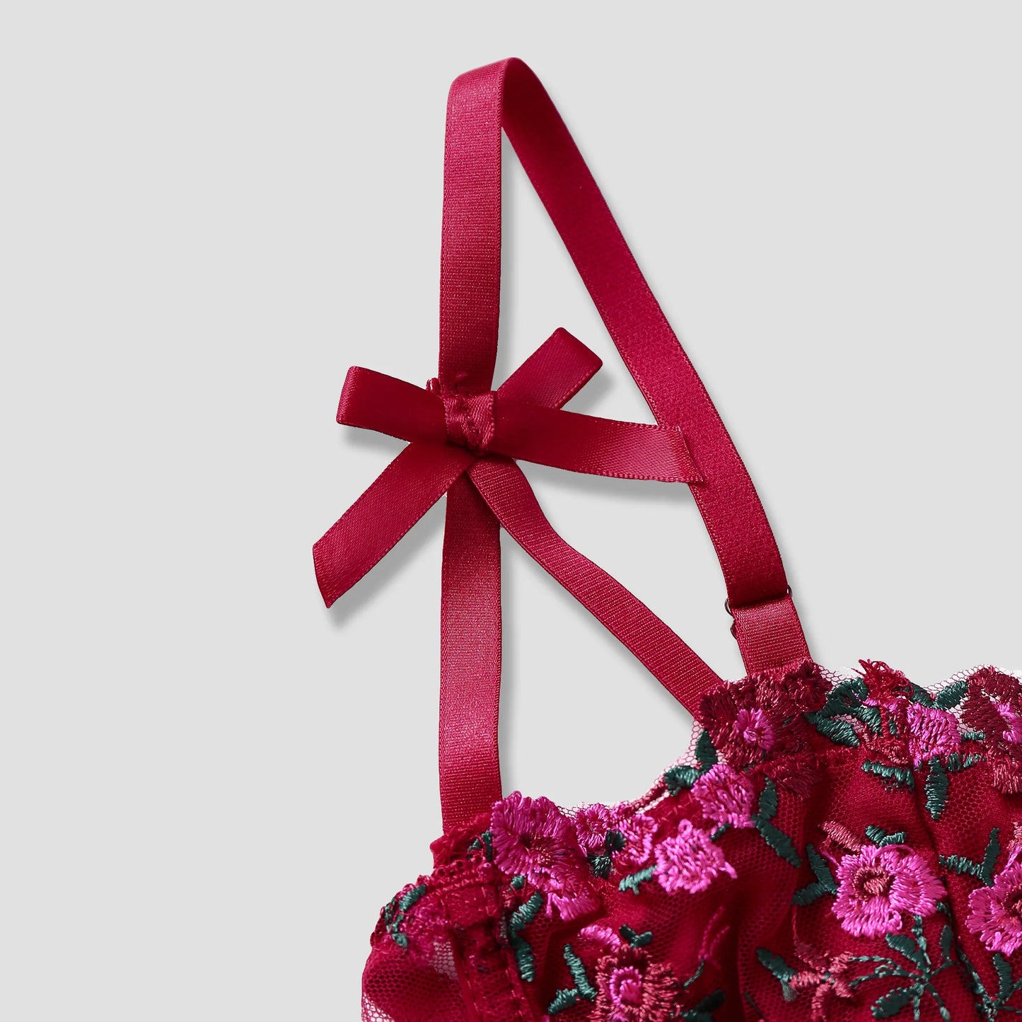 Lace Floral Embroidery Bow Corset For Women