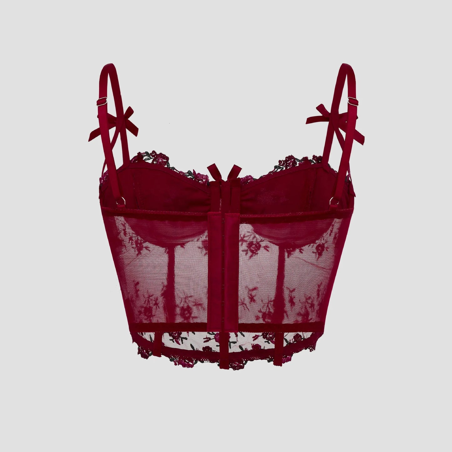 Lace Floral Embroidery Bow Corset For Women