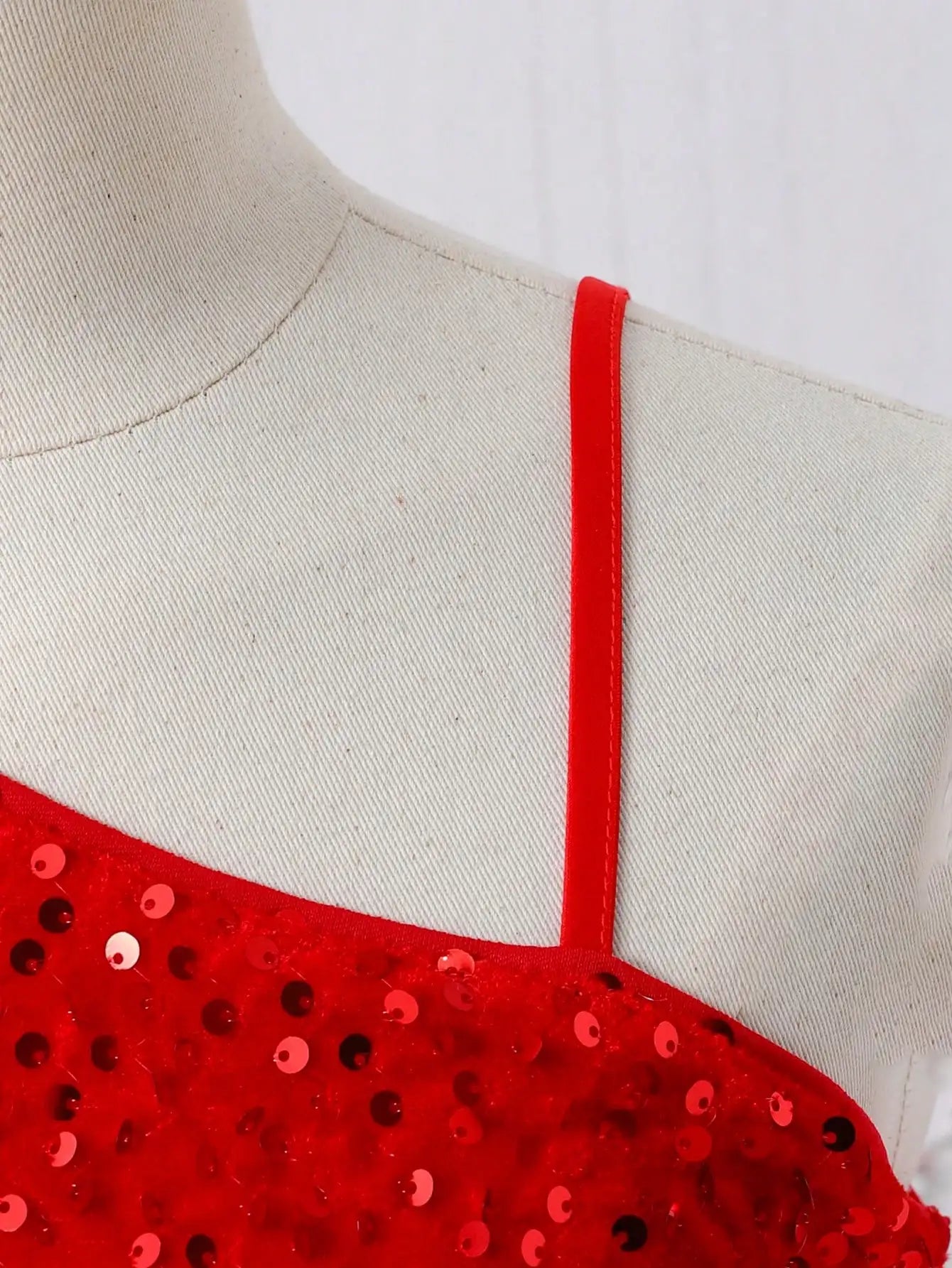 Red One-Shoulder Sequin High-Low Party Dress for Teen Girls