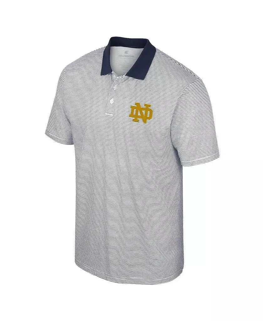 Men's White/Navy Notre Dame Print Stripe Polo Shirt