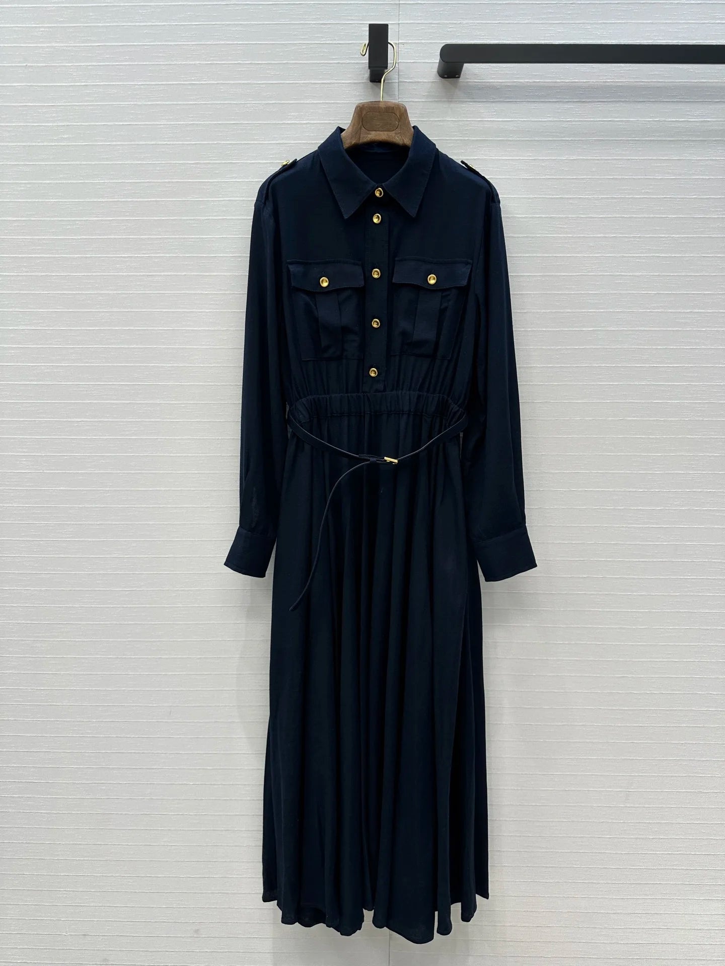 2025 New Lapel Shirt Dress with Metal Buckle