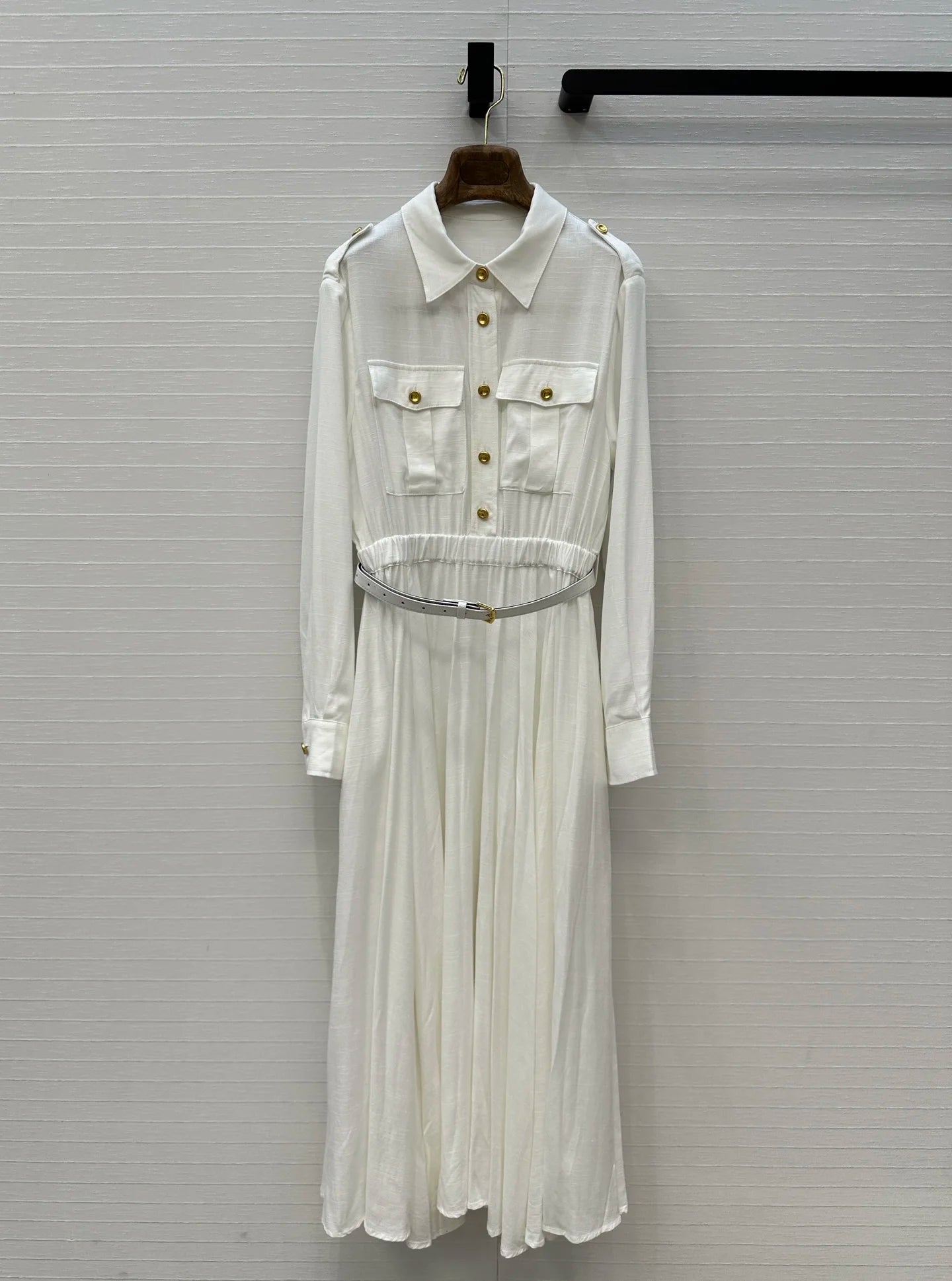 2025 New Lapel Shirt Dress with Metal Buckle
