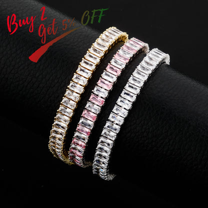 New Baguette 8mm Tennis Chain Bracelet Iced Out Cubic Zirconia