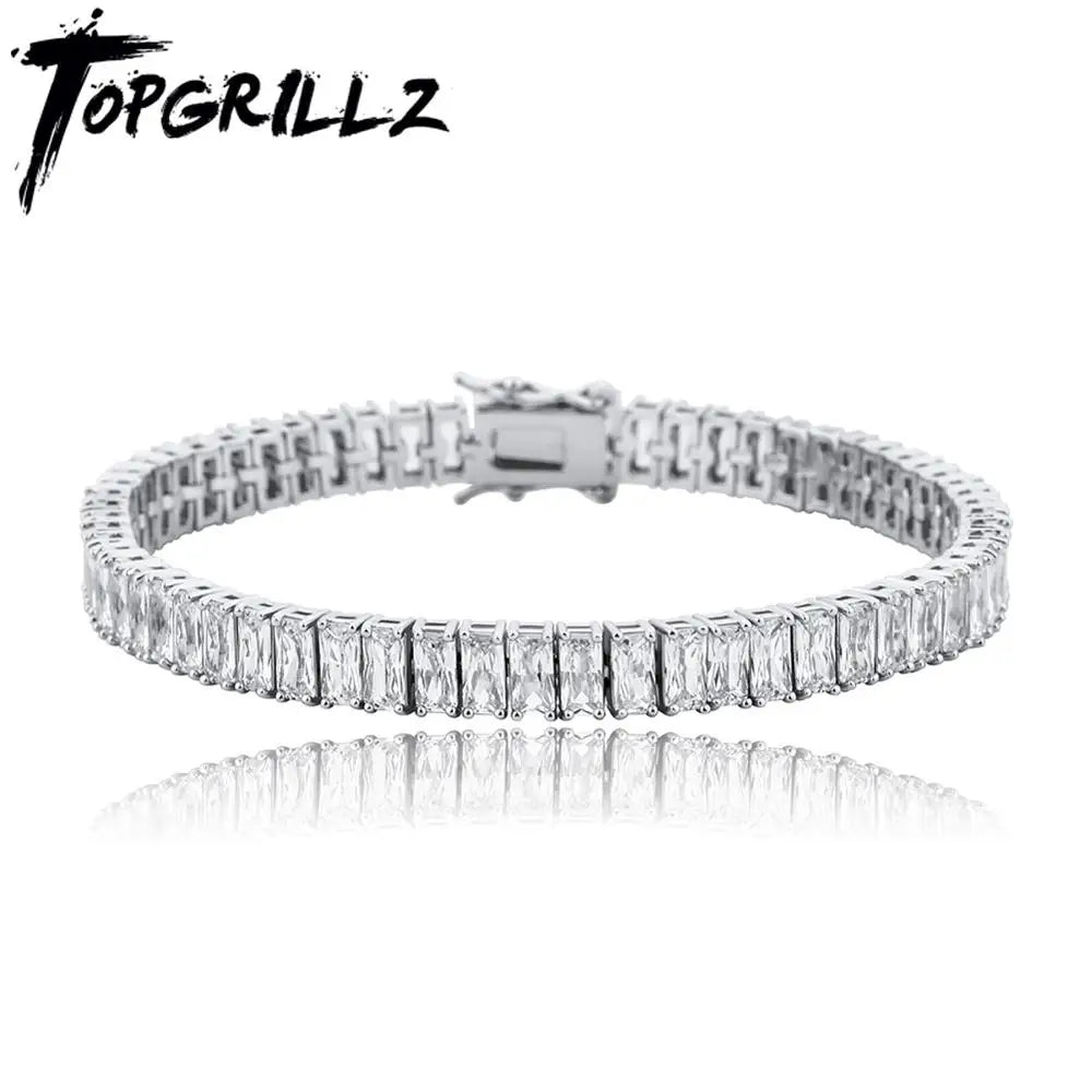 New Baguette 8mm Tennis Chain Bracelet Iced Out Cubic Zirconia