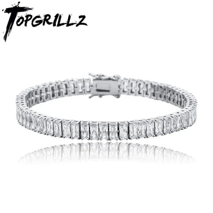 New Baguette 8mm Tennis Chain Bracelet Iced Out Cubic Zirconia