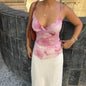 Women Summer Vintage Sleeveless Spaghetti Strap Floral Print Crop Top