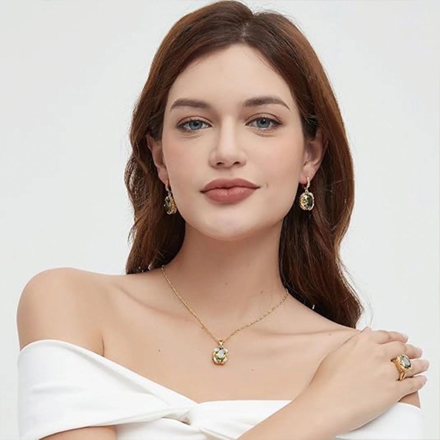 Dark Green, Exquisite Luxury,  Moissanite Jewellery Set
