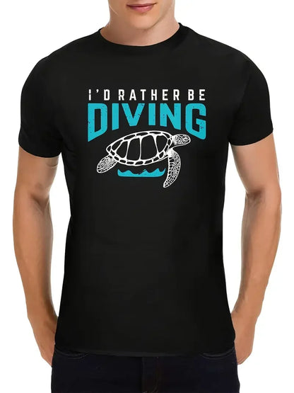 Men's Handsome Short-Sleeved, Black Casual T-Shirt, For Daily Outdoor Travel