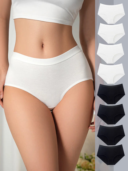 8 pieces of women's mid-high waist cotton breathable and soft underwear
