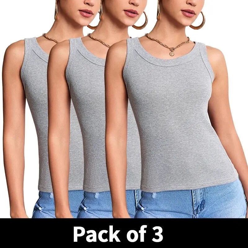 3-piece Ladies Solid Color Vest/Camisole