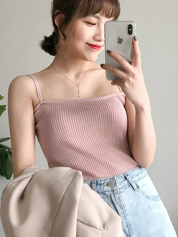 Women Halter Crop Tops Summer Sleeveless Camis