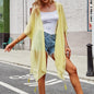 Womens Solid Color Kimono Sheer Cardigan