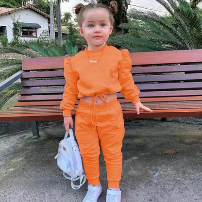 2 Pieces Girls' Long Sleeve Hoodie & Pants Set