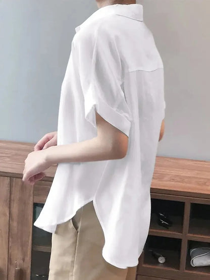 Summer Oversized  Button Down Short sleeved Women Shirt