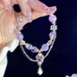 Glass Crystal Beaded Bracelets with Chic Butterfly Tassel Pendant  for Women