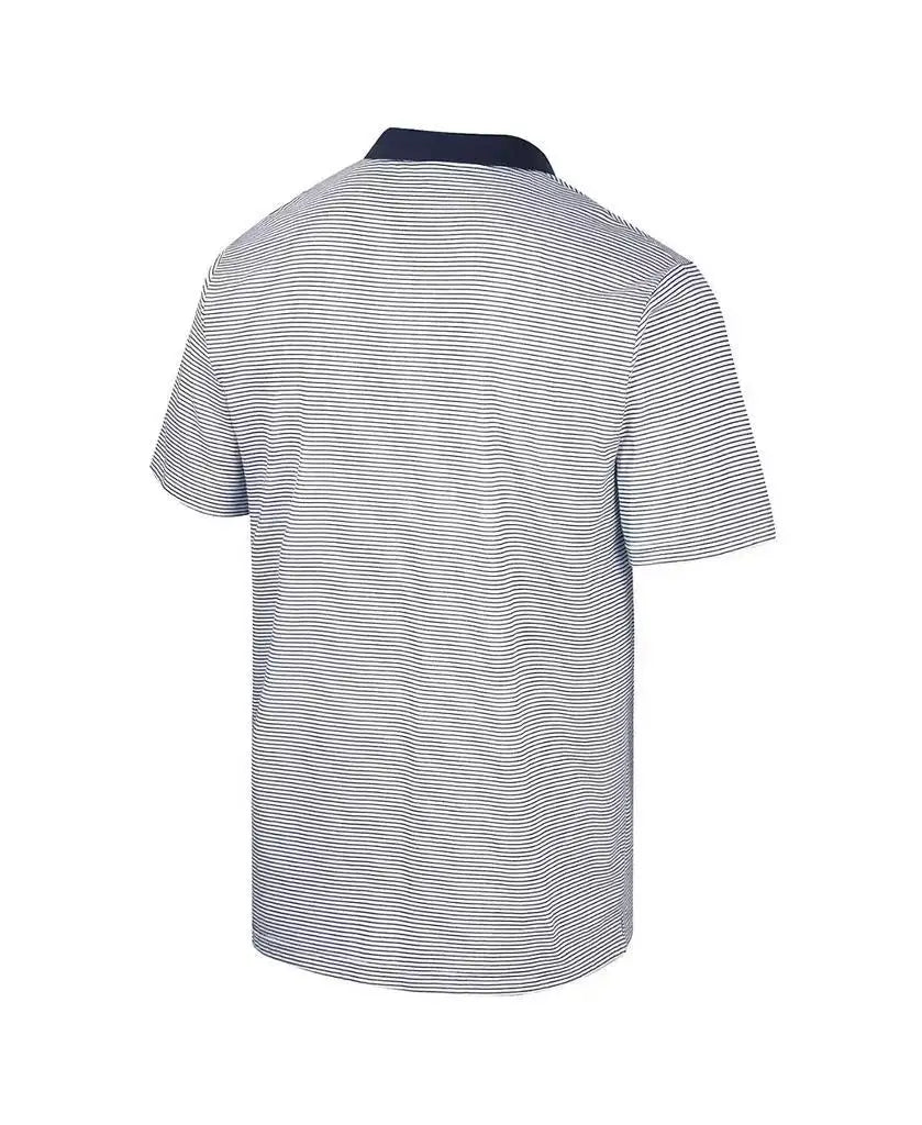 Men's White/Navy Notre Dame Print Stripe Polo Shirt