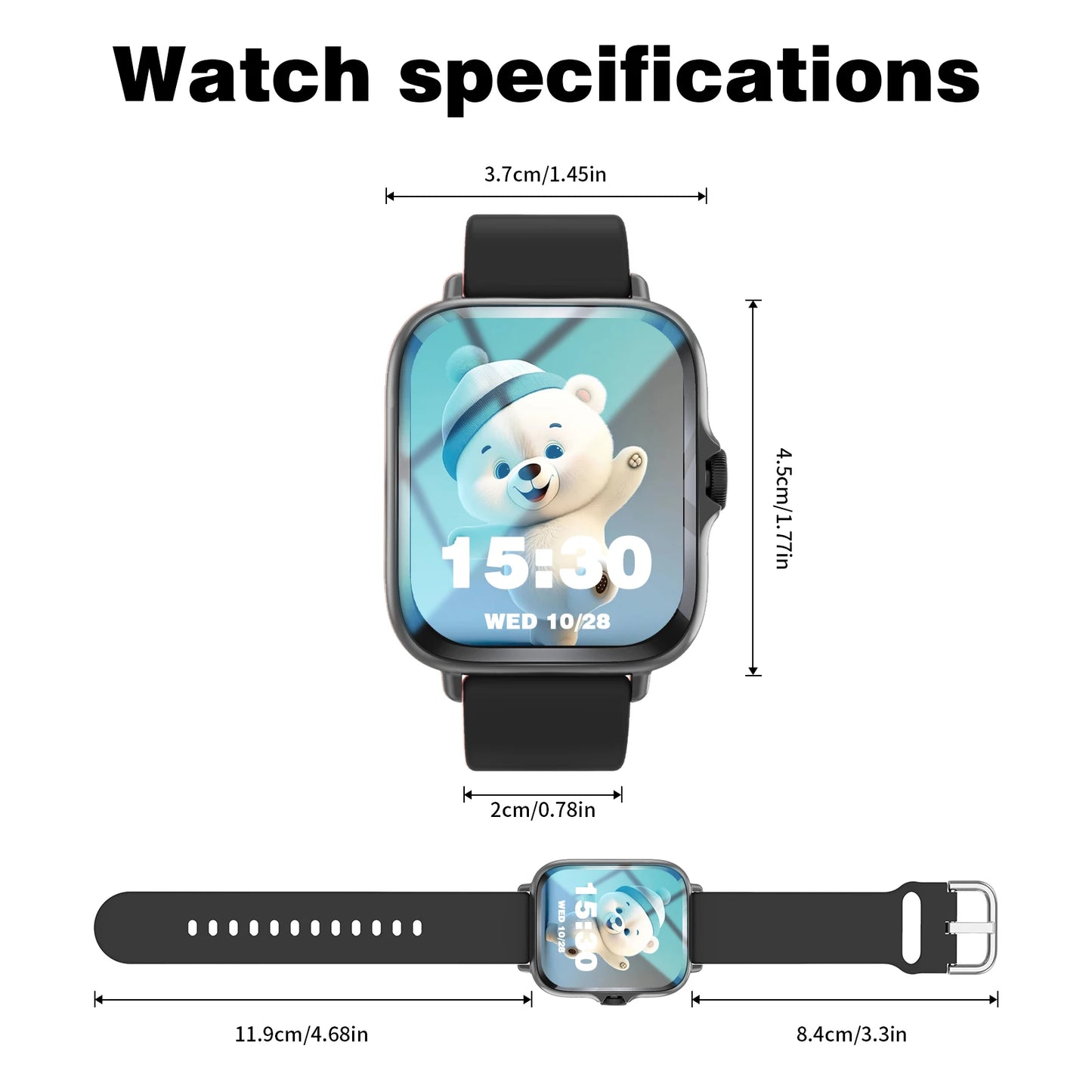 Smartwatch ultra-thin design, compatible with Android and iPhone