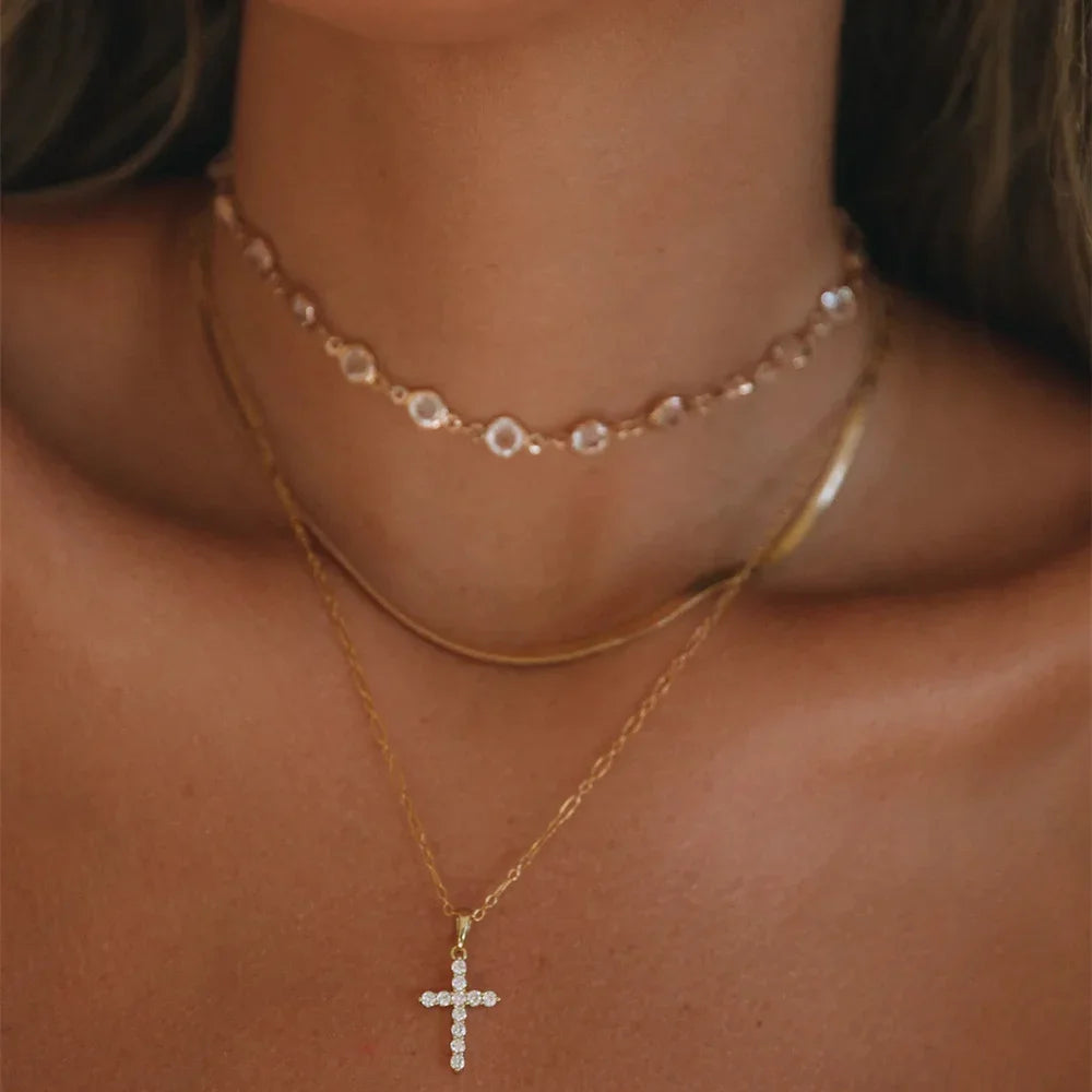 Multilevel Geometric Vintage Punk Gold-plate Thick Chain Muli