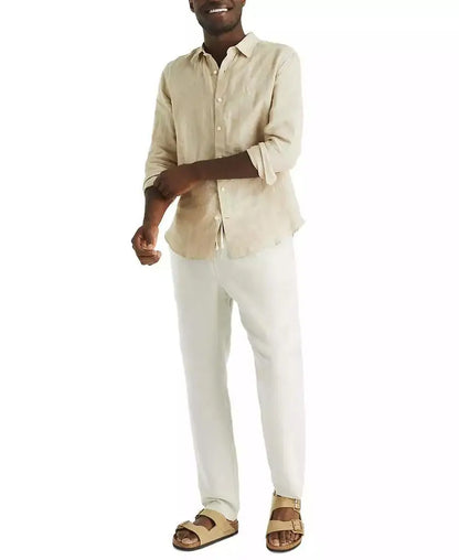 Men's Linen Solid-Color Classic-Fit Long-Sleeve Shirt