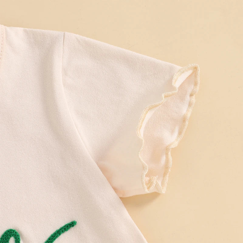 St Patrick s Day Short Sleeved Skirt and top set with Shamrock Print Short Sleeve