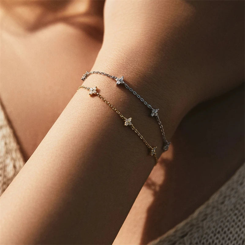 2025 New Crystal Flower Stainless Steel Bracelet For Women