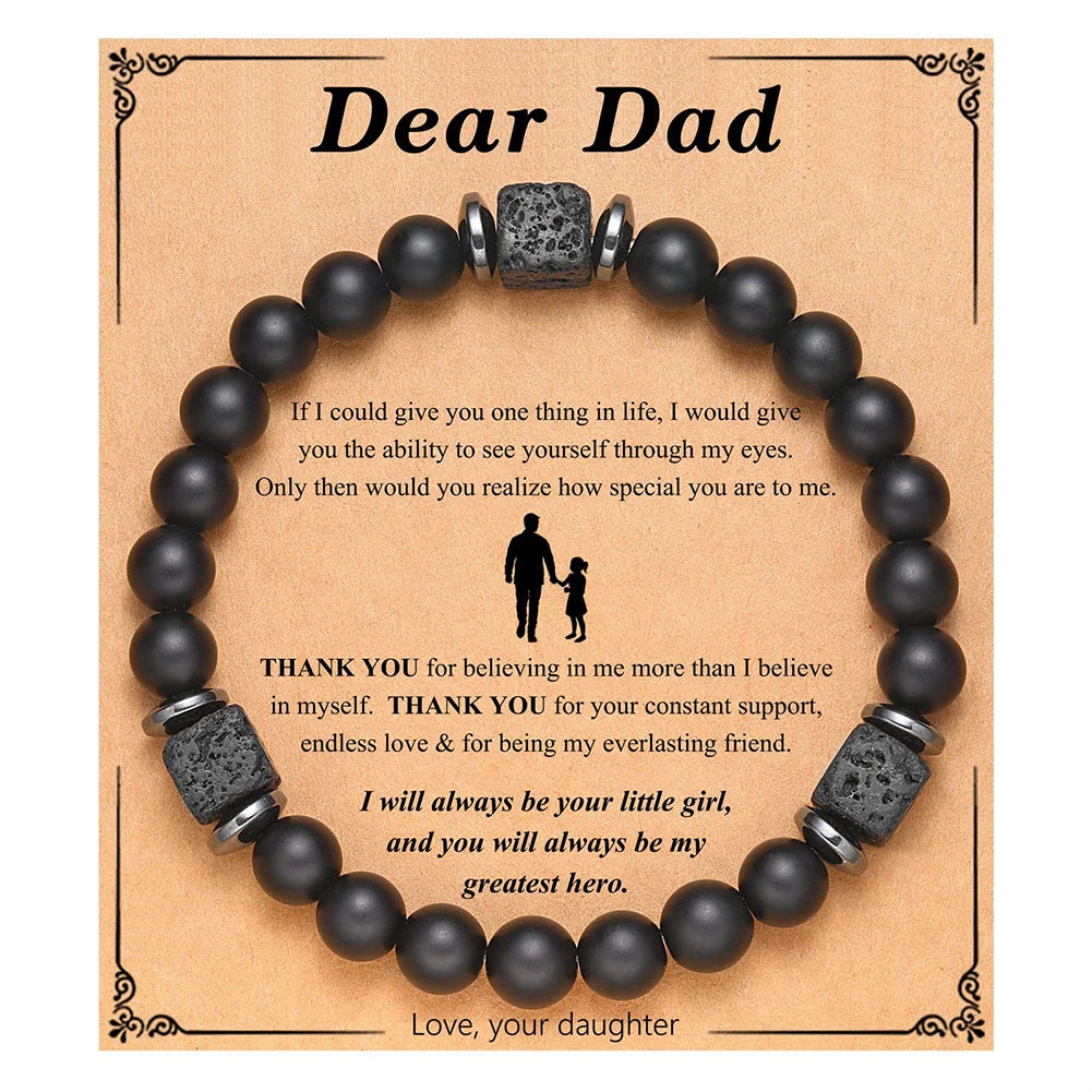Mens Beaded Bracelet Matte Lava Rock Volcanic Stone Beads