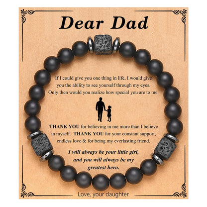 Mens Beaded Bracelet Matte Lava Rock Volcanic Stone Beads
