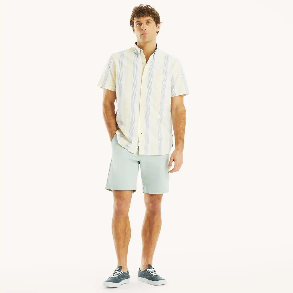 Mens Striped Oxford Short-Sleeve Shirt