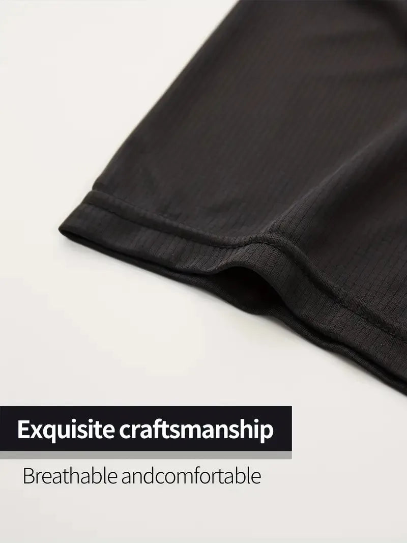 Men's Handsome Short-Sleeved, Black Casual T-Shirt, For Daily Outdoor Travel