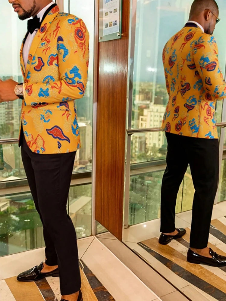 Men's single-piece Slim fit Printed suit jacket, with Lapel for business or casual event