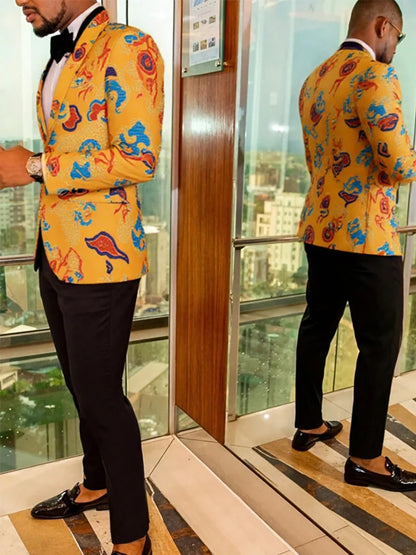 Men's single-piece Slim fit Printed suit jacket, with Lapel for business or casual event