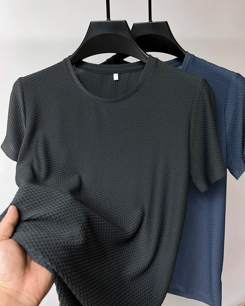 Ice Silk High-Quality Short Sleeve T Shirts Men's Breathable Fashion