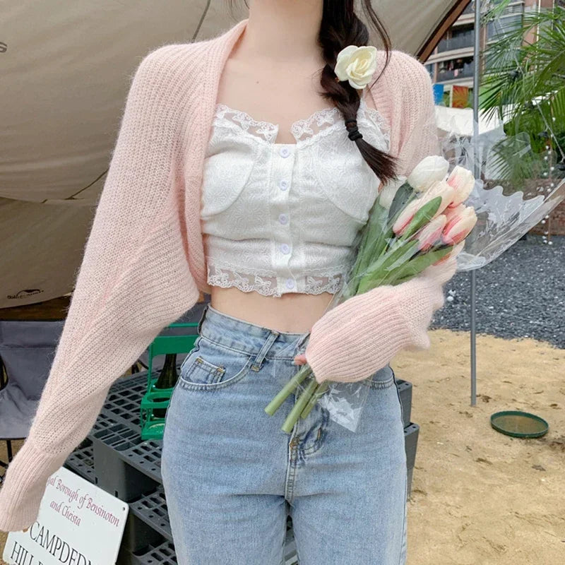 Women's Summer Open Front Long Sleeve Knitted Bolero Shrug