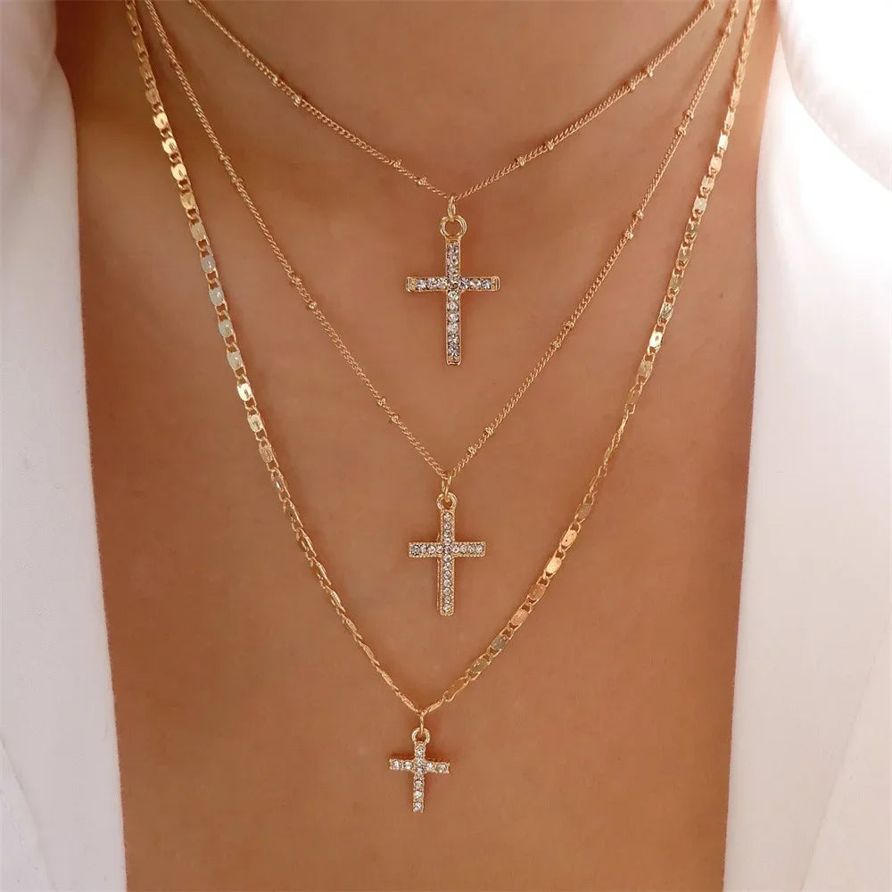 Multilevel Geometric Vintage Punk Gold-plate Thick Chain Muli