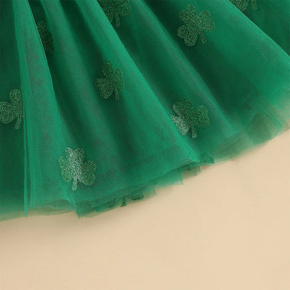 St Patrick s Day Short Sleeved Skirt and top set with Shamrock Print Short Sleeve