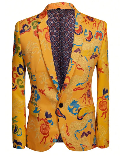 Men's single-piece Slim fit Printed suit jacket, with Lapel for business or casual event