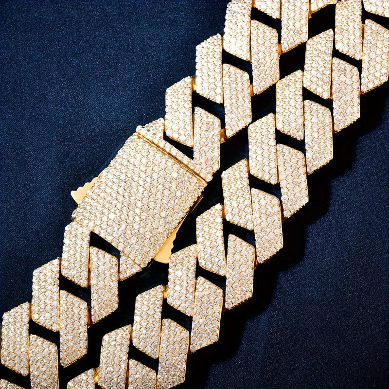 Copper Inlaid with Zircon Cuban Necklace,