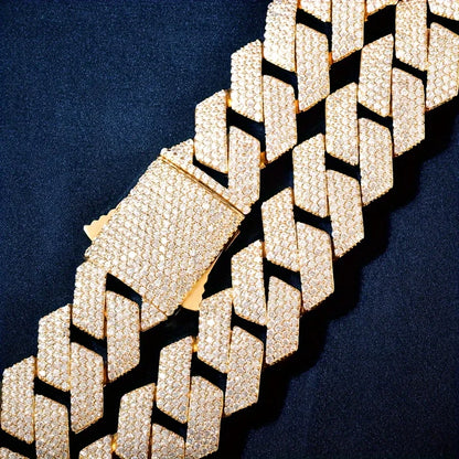 Copper Inlaid with Zircon Cuban Necklace,