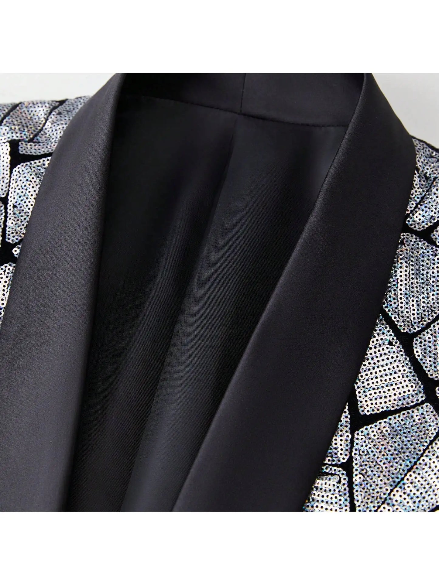 Men's shiny sequin suit jacket, single-breasted fashionable tuxedo