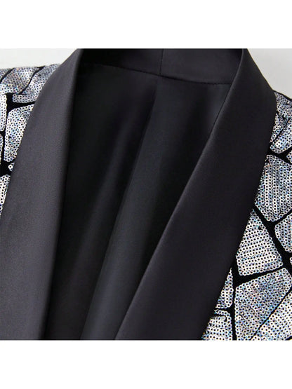 Men's shiny sequin suit jacket, single-breasted fashionable tuxedo
