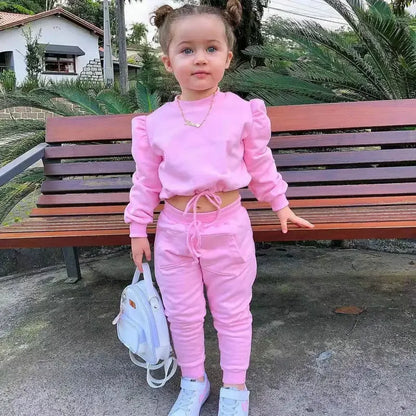2 Pieces Girls' Long Sleeve Hoodie & Pants Set