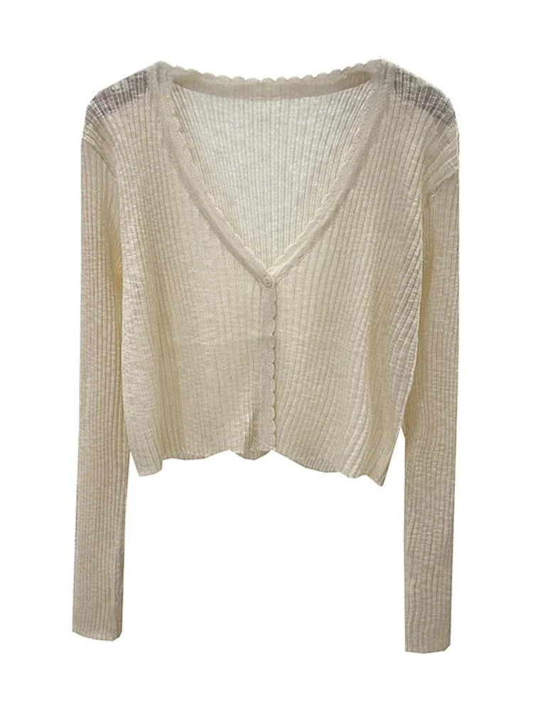 Women's Short Ice Silk Knitted Sun Protection Cardigan