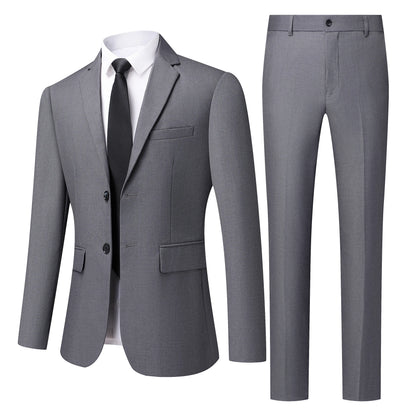 Men's White Two-Piece Wool Business  Suit