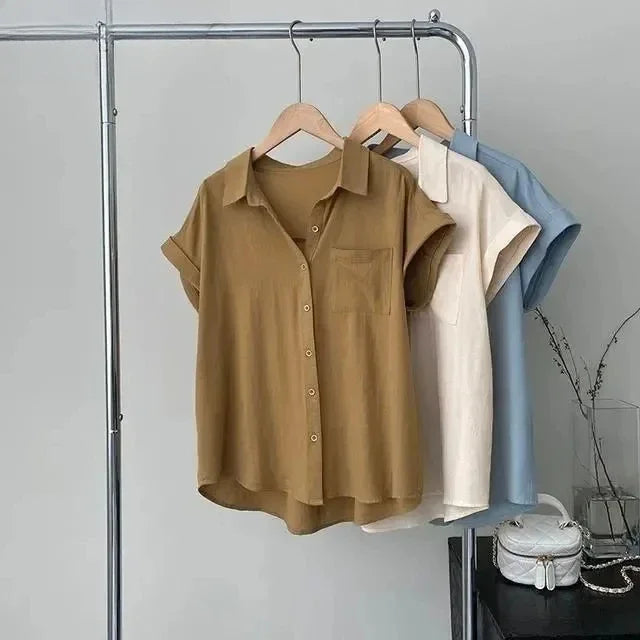Women's Korean Version of Loose Short-sleeved Polo Shirt Chiffon