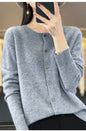 100% Merino Wool Long Sleeve Sweater/Cashmere Cardigan for Spring