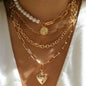 Multilevel Geometric Vintage Punk Gold-plate Thick Chain Muli