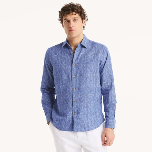 Mens Printed Linen Shirt